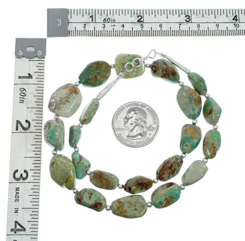 Navajo Sterling Silver And Turquoise Bead Necklace X10421